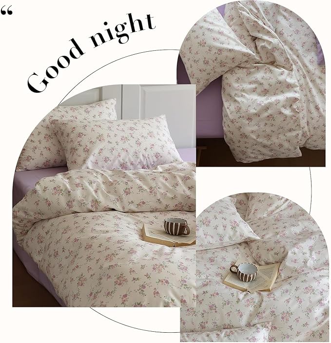 Vintage Floral Comforter Set King 3 Pieces Boho Floral Bedding Comforter Fluffy Soft Botanical Flowers Comforter with 2 Pillowcases Cottagecore Bedding Set Pink Purple Flowers King Comforter Set