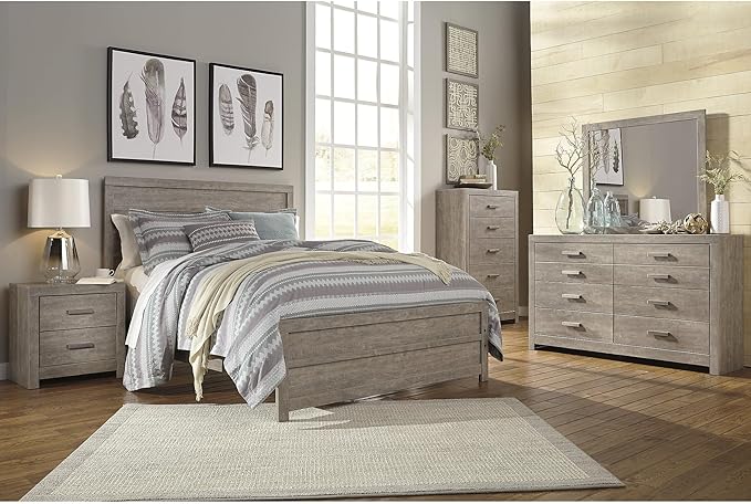 Signature Design by Ashley Culverbach Coastal 6-Drawer Dresser and Mirror with Anti-Tipping Restraint, Gray
