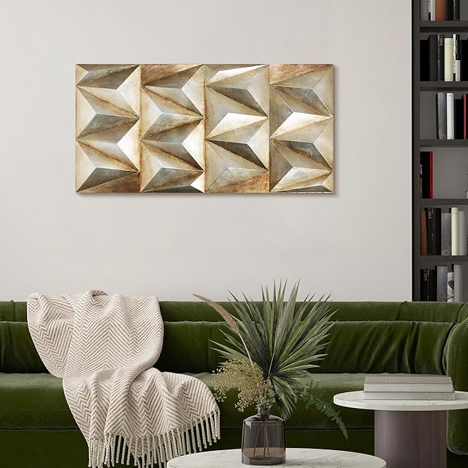 Empire Art Direct Steel 3D Iron Wall Art, Mixed Media Hand Painted Wall Sculpture,Ready to Hang, Living Room, Bedroom,Glod