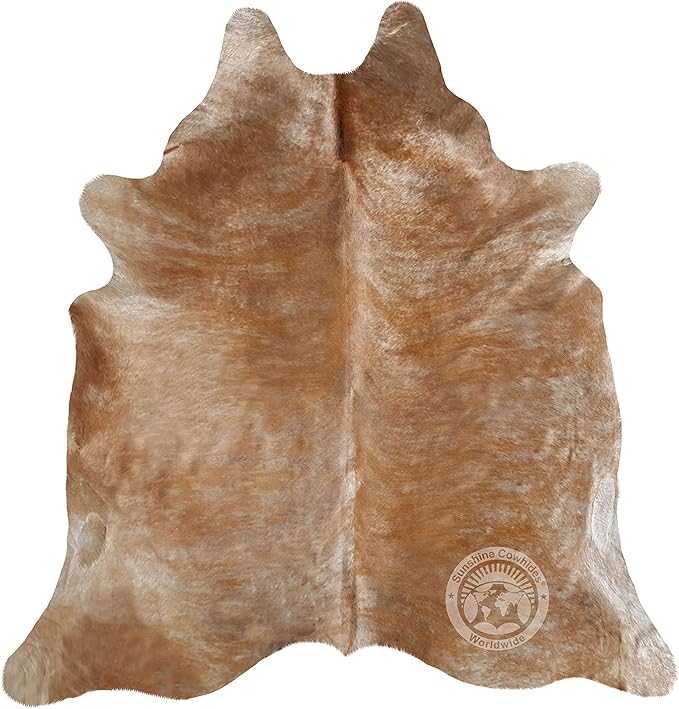 Sunshine Cowhides 100% Genuine Palomino Beige Cowhide Rug - Modern Style Animal Skin Rug & Floor Carpet for Living Room, Bedroom, Kitchen & More - Extra Large (6x7-8 Ft.)