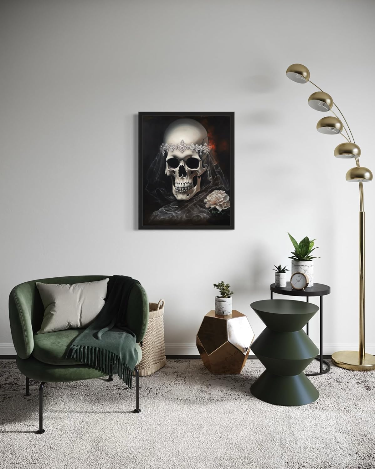 Skull Bride Poster Art Print, Halloween Scary Vintage Wall Art Academia Spooky Painting Decoration for Horror Prints, Gothic Posters Bedroom Decor 89 (Skull Bride, 8 x 10 inches, Unframed)