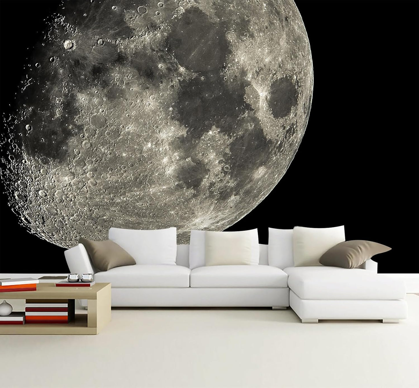 Moon Wallpaper Dark Night Sky Landscape Mural Living Room Bedroom Kids Room (Not Peel and Stick)