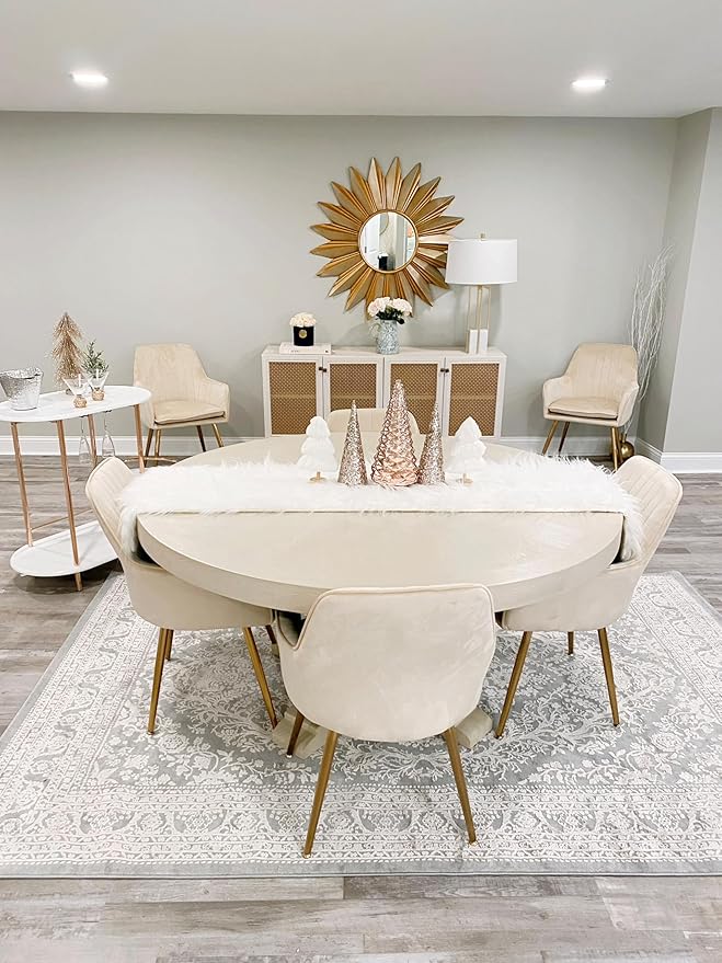 SAFAVIEH Area Rug 8x10 - Reflection Collection - Large - Light Grey & Cream, Non-Shedding & Easy Cleaning, Ideal for Living Room, Bedroom, Dining Space (RFT668G)