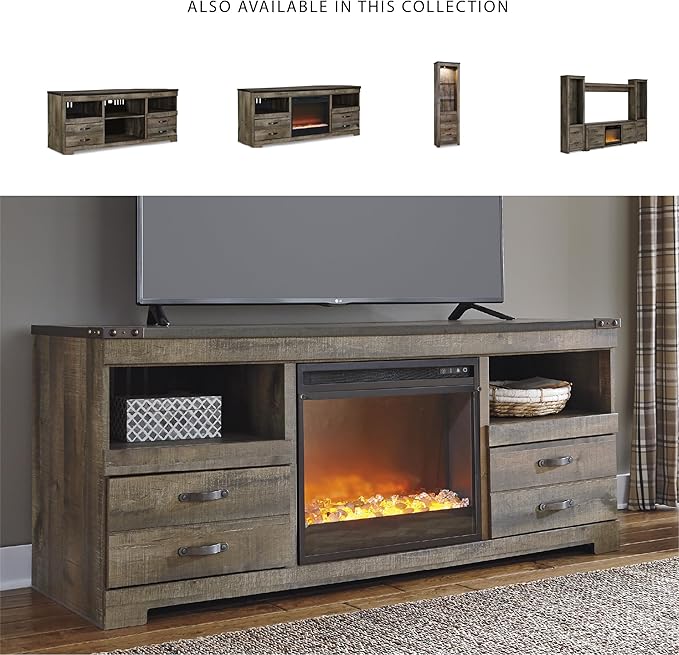 Signature Design by Ashley Entertainment Accessories Urban 63" TV Stand with Electric Fireplace for TVs up to 72", Dark Brown