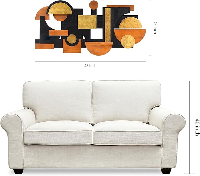 Empire Art Direct "Amber Embraces I" Handmade Dimensional Solid Paulownia Wood Abstracts Wall Art, Ready to Hang, Living Room, Bedroom & Office, 48" x 24"x 1.42"