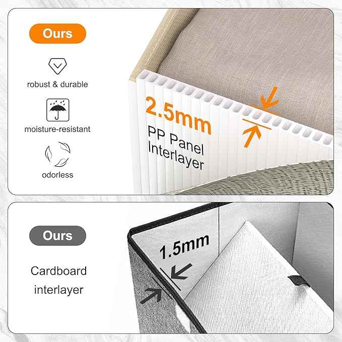 Closet Storage Bins 6 Pack, Large Closet Organizer Baskets with Divider & Handles,Trapezoid Fabric Shelf Organizers, Collapsible Storage Cubes for Clothes, Towels, Toys - Beige