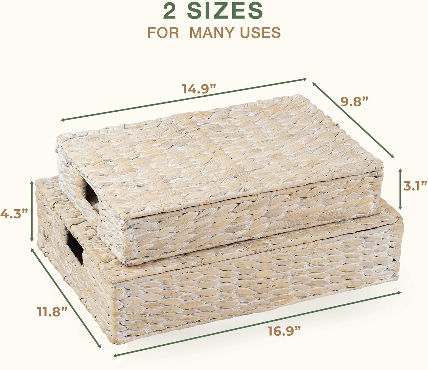 Set of 2 Decorative Storage Boxes With Lids for Home Decor, Shelves