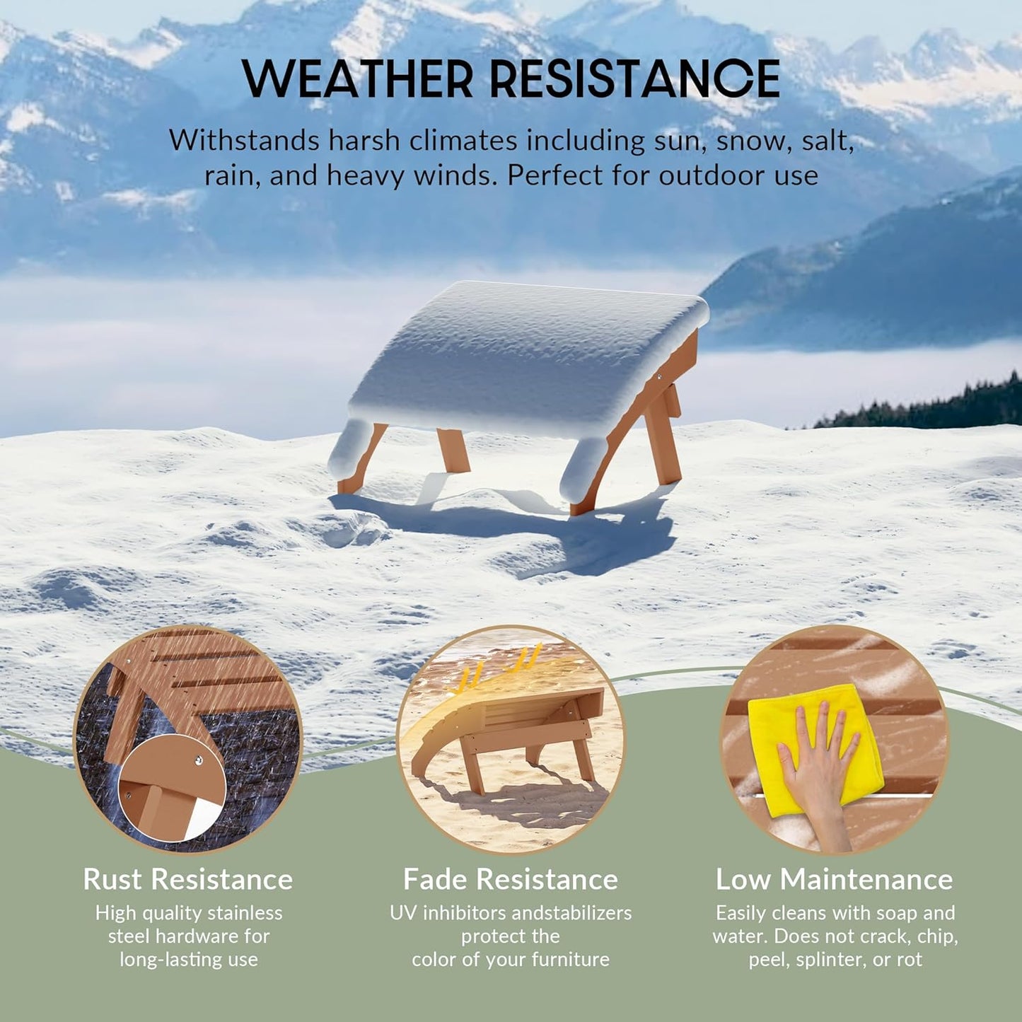 WestinTrends Dylan Outdoor Patio HDPE Adirondack Ottoman Footrest, Teak