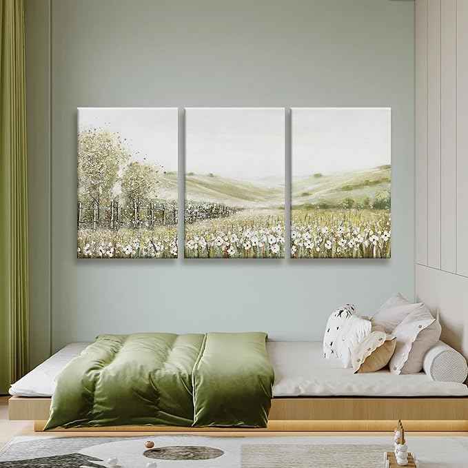 QSQ Canvas Wall Art Decor Natural Wall Decorations Home Decor Wall Art Prints Mountain Wilderness Landscape Large Size Artwork for Living Room Wall Bedroom Kitchen Office 24"x 36"x 3pcs