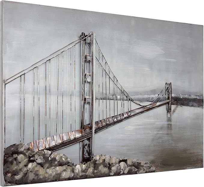 Empire Art Direct Golden Gate Bridge Metal, Hand Painted Primo Mixed Media Iron Sculpture, Decor, Ready to Hang,Living Room, Bedroom ＆ Office 3D Wall Art, 32" x 48" x 2.4"