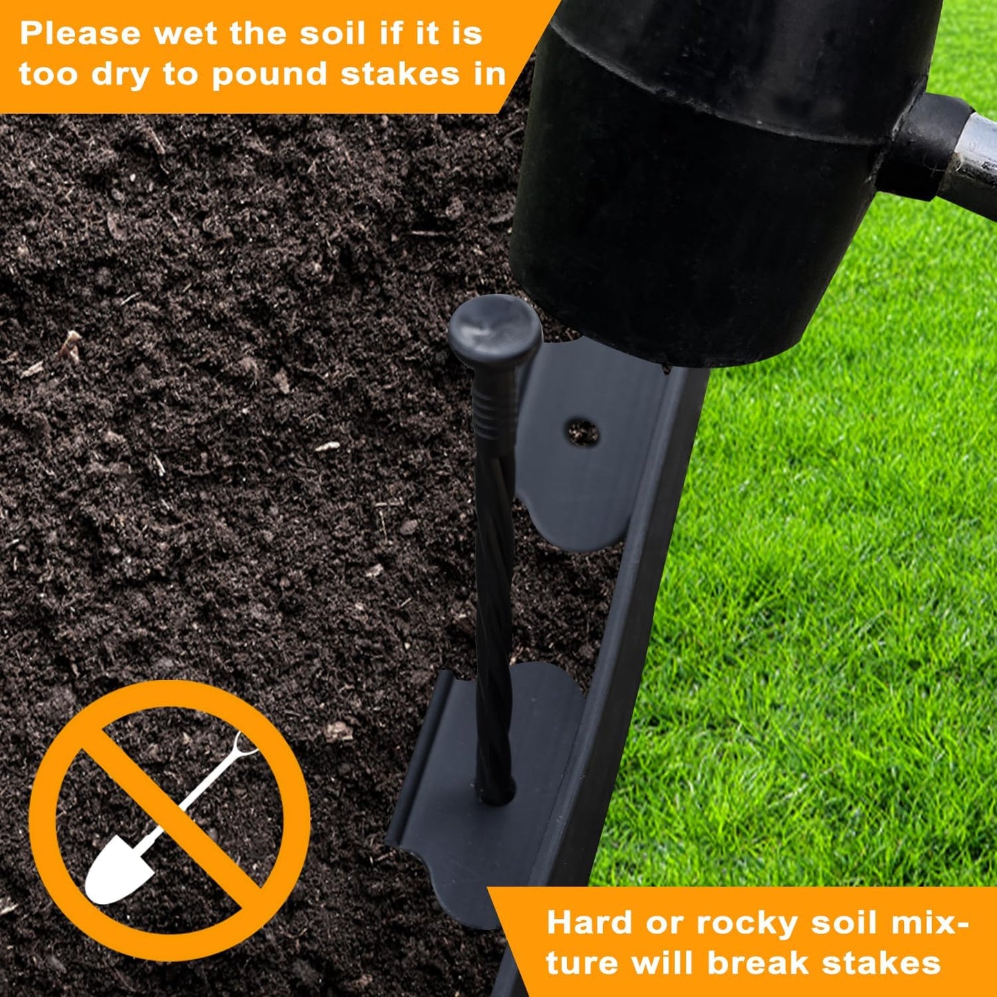 Hugeleaf Landscape Edging 2 Inch Tall, 40 Feet Garden Edging Border with 40Pcs Stakes,Lawn Border for Landscaping, Flower Beds(Black)