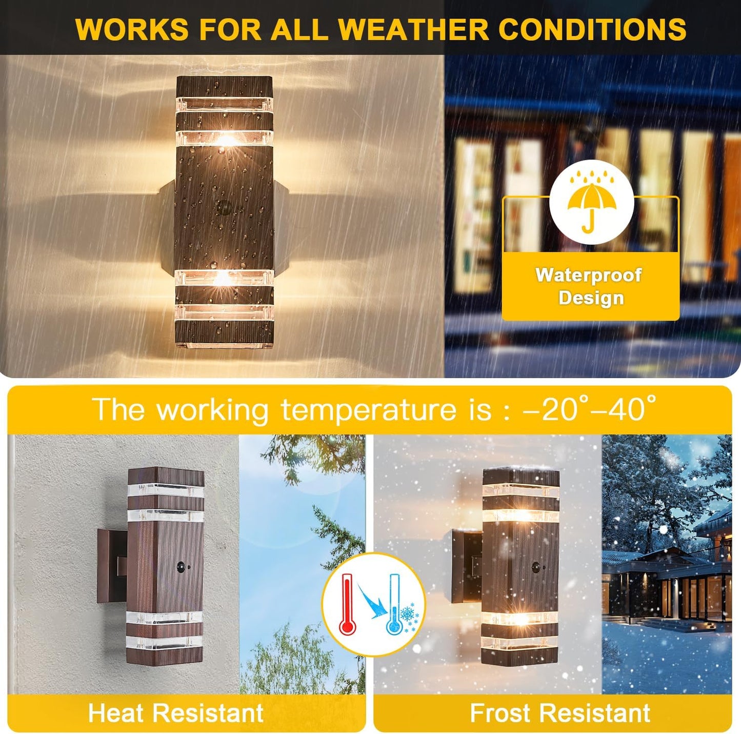 2 Pack Oil Rubbed Bronze Outdoor Wall Lights with 3-Mode Motion Sensor Up Down Porch Lights Modern Dusk Dawn Exterior Sconce Wall Mount Outside Coach Lantern for House(with 4 Dimmable Warm Bulbs)