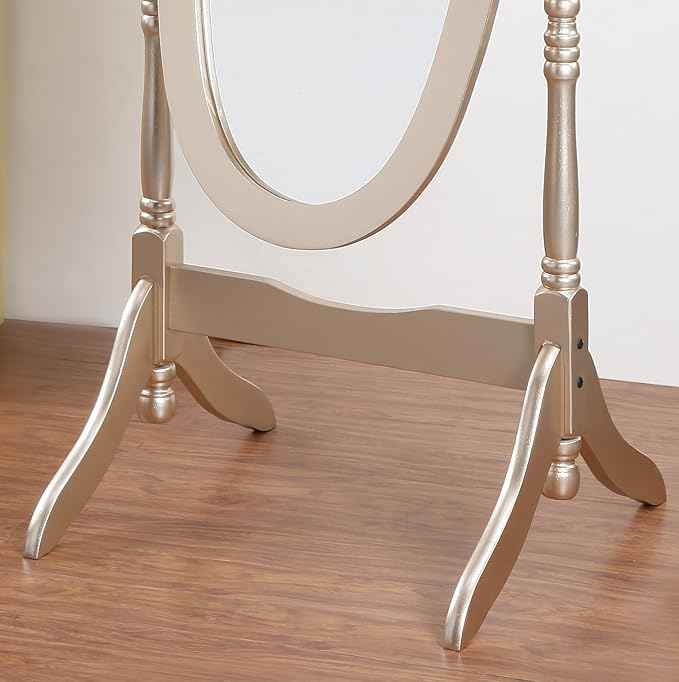 Roundhill Furniture Queen Anna Style Floor Cheval Mirror, Gold
