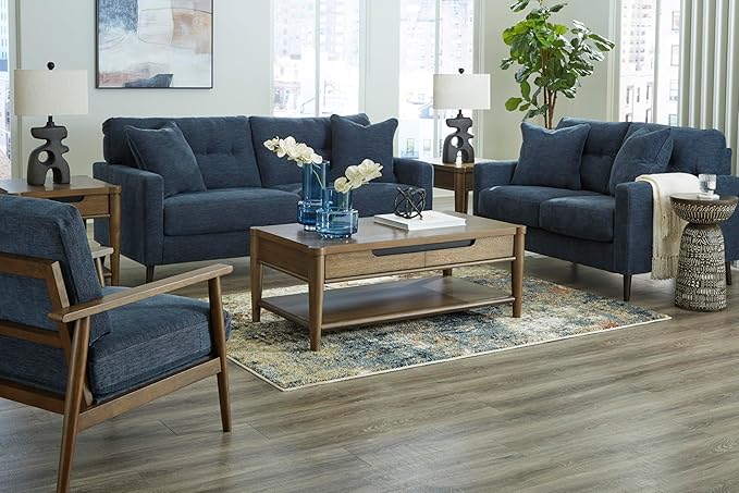 Signature Design by Ashley Bixler Classic Tufted Sofa with Removable Cushions, Blue
