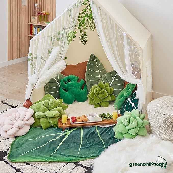Green Philosophy Co. Regal Shield Alocasia Giant Leaf Shaped Blanket Monstera Flannel Throw Soft Cozy Breathable Lightweight and Decorative Leaves Design Gift for Plant Lovers Bed Sofa and Couch