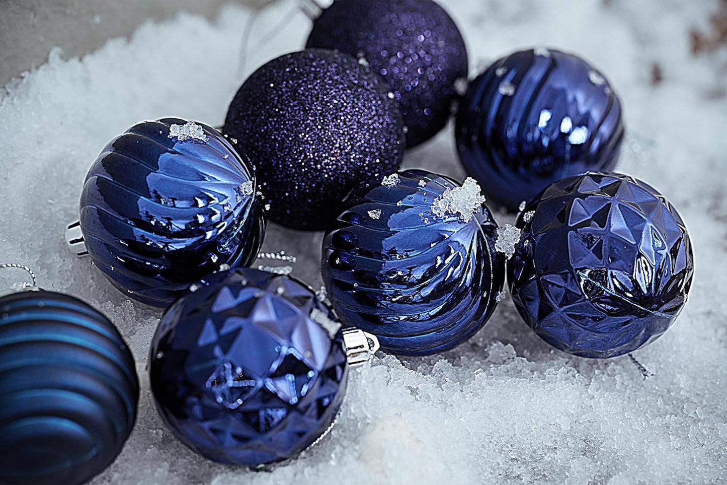 Valery Madelyn Christmas Ornaments Tree Decorations Set for Fall Halloween, 24ct Navy Blue Shatterproof Ball Ornaments, 2.36" Hanging Ornament Bulk for Xmas Holiday Party Decor