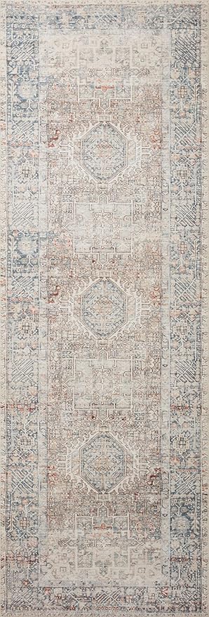 Loloi Chris Loves Julia Jules Collection JUL-07 Natural/Ocean 8'-6'' x 11'-6'', .13" Pile Height, Area Rug