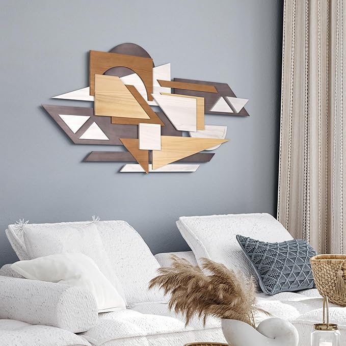 Empire Art Direct "Moonlit Mist I" Handmade Dimensional Solid Paulownia Wood Abstracts Wall Art, Ready to Hang, Living Room, Bedroom & Office, 48" x 24"x 1.42"