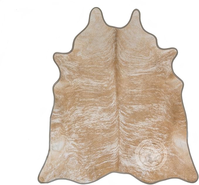 Sunshine Cowhides 100% Genuine Palomino White Cowhide Rug - Modern Style Animal Skin Rug & Floor Carpet for Living Room, Bedroom, Kitchen & More - Large (6x6-7ft)