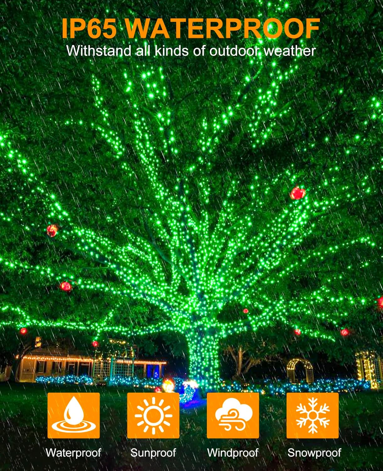 Christmas Lights Outdoor, 80FT 240 LED Christmas Tree Lights, Waterproof & 8 Modes & Timer, Connectable Green Wire String Light for Indoor Home Garden Xmas Party Holiday Decorations, Green