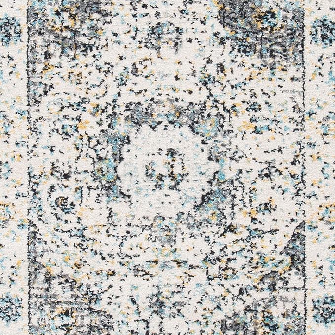 SAFAVIEH Evoke Collection Accent Rug - 2'2" x 4', Grey & Gold, Shabby Chic Oriental Medallion Design, Non-Shedding & Easy to Clean, Ideal for Foyer, Kitchen, Entryway (EVK220B)
