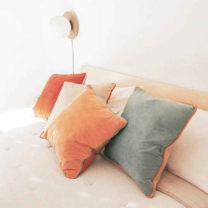 MONDAY MOOSE Decorative Throw Pillow Covers Cushion Cases, Set of 4 Soft Velvet Modern Double-Sided Designs, Mix and Match for Home Decor, Pillow Inserts Not Included (20x20 inch, Orange/Teal)