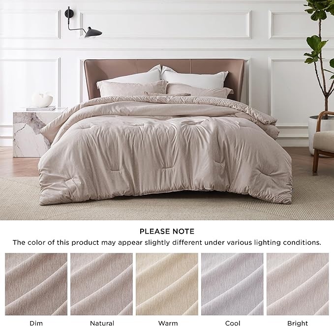 Bedsure Queen Comforter Set - Warm Taupe Soft Bedding for All Seasons, Cationic Dyed Bed Set, 3 Pieces, 1 Queen Size Comforter (90"x90") and 2 Pillow Shams (20"x26"+2")