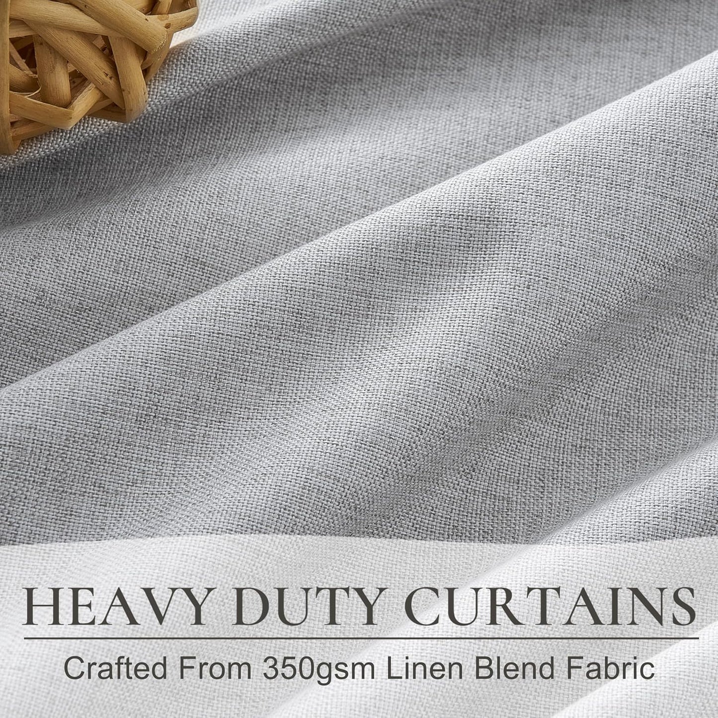 Light Grey Black Out Curtains 90 Inch Long for Living Room, Pinch Pleated Flax Linen Modern Insulated Drapes with Hooks Bedroom Curtain 2 Panels Set Soundproof Privacy Windows (40"Wx90"Lx2 Light Gray)