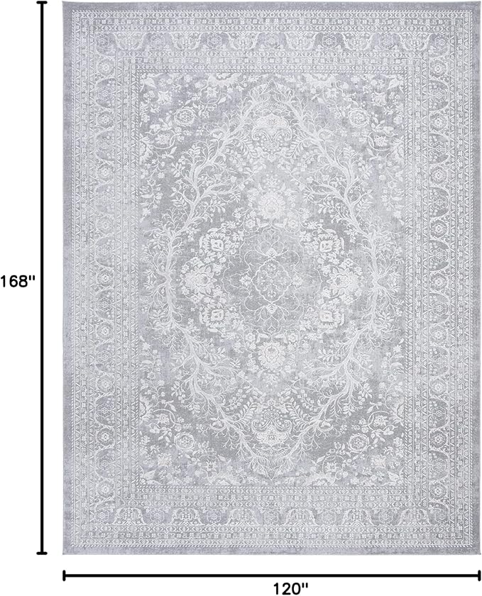 SAFAVIEH Area Rug 10x14 - Reflection Collection - Large - Light Grey & Cream, Non-Shedding & Easy Cleaning, Ideal for Living Room, Bedroom (RFT668G)