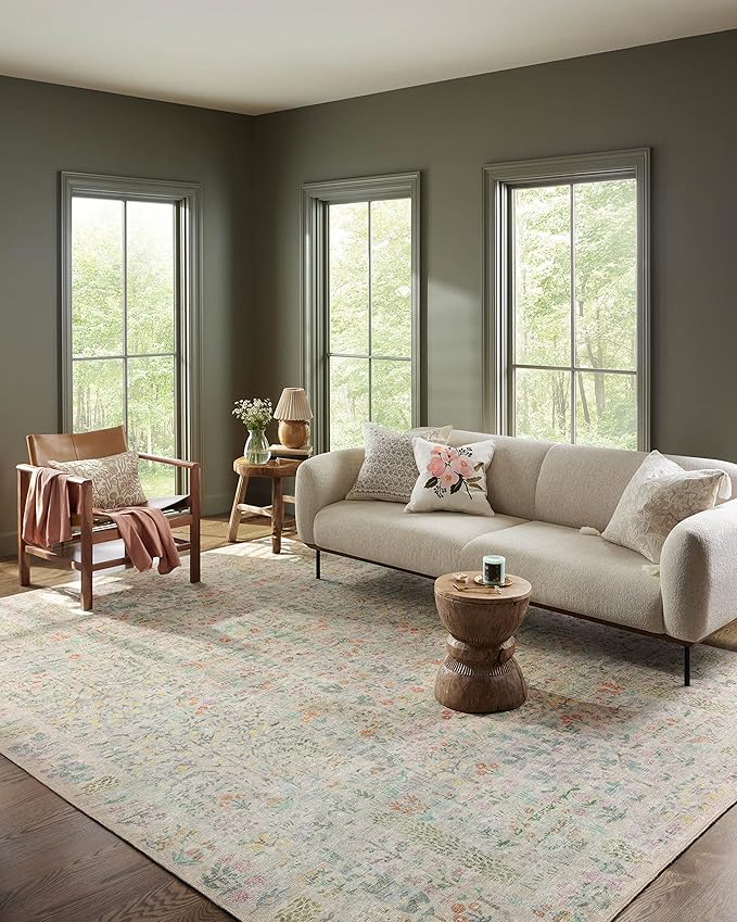 Loloi Rifle Paper Co. Maison Collection MAO-07 Khaki 2'-6" x 12'-0", .19" Pile Height, Runner Rug
