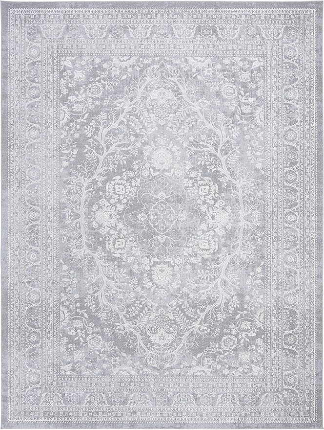 SAFAVIEH Area Rug 10x14 - Reflection Collection - Large - Light Grey & Cream, Non-Shedding & Easy Cleaning, Ideal for Living Room, Bedroom (RFT668G)