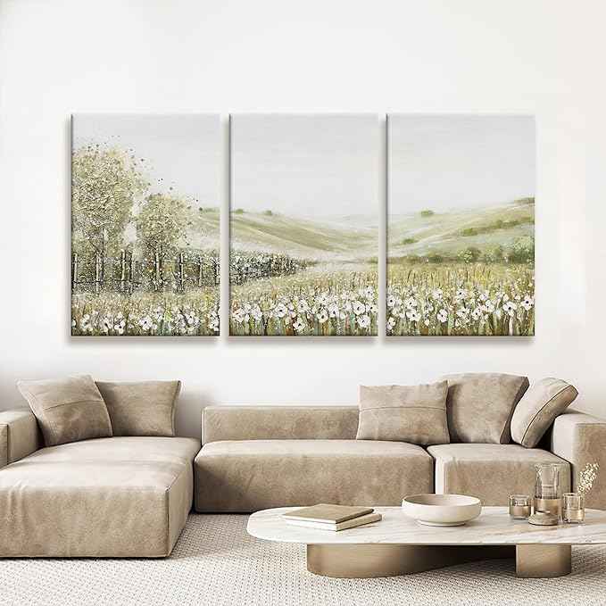 QSQ Canvas Wall Art Decor Natural Wall Decorations Home Decor Wall Art Prints Mountain Wilderness Landscape Large Size Artwork for Living Room Wall Bedroom Kitchen Office 24"x 36"x 3pcs