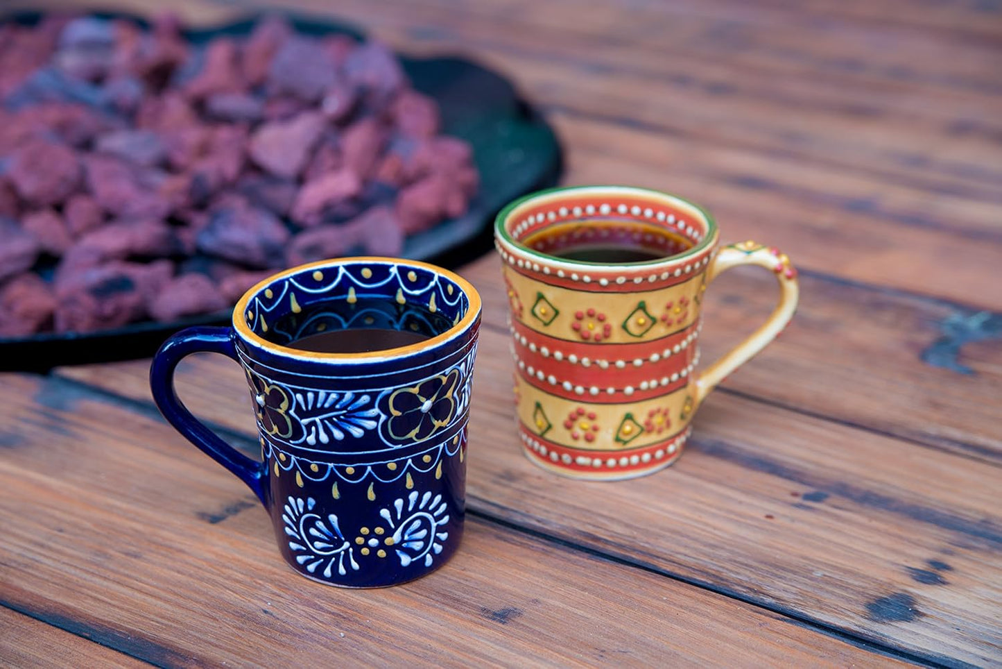 Encantada Handmade Hand-Painted Authentic Mexican Pottery Mugs (1-Pack, Mas Red)