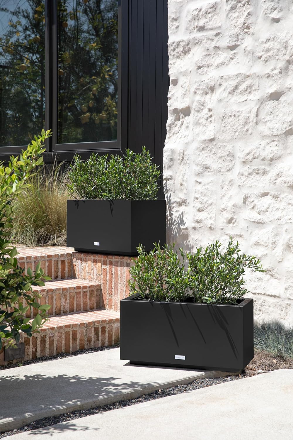 Veradek Block Series Long Box Planter - Large Rectangular Planter for Indoor or Outdoor Patio/Porch | Durable All-Weather Use with Drainage Holes | Modern Décor for Tall Plants, Flowers or Shrubs