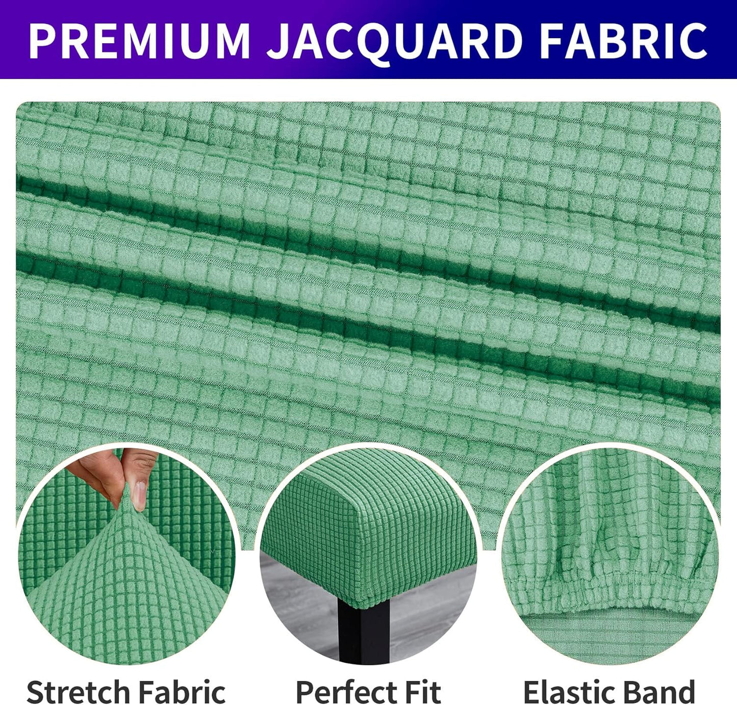 Howhic Chair Covers for Dining Room Set of 4, Stretchy Dining Chair Covers, Textured Jacquard Kitchen Chair Slipcovers, Classy Decor for Home and Banquet (Sage, 4 Pack)