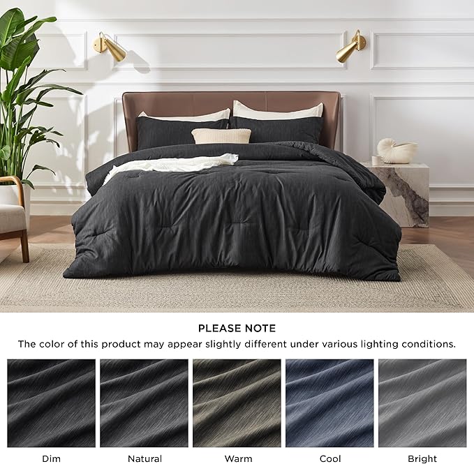 Bedsure California King Comforter Set - Black Soft Bedding for All Seasons, Cationic Dyed Bed Set, 3 Pieces, 1 California King Size Comforter (104"x96") and 2 Pillow Shams (20"x36"+2")