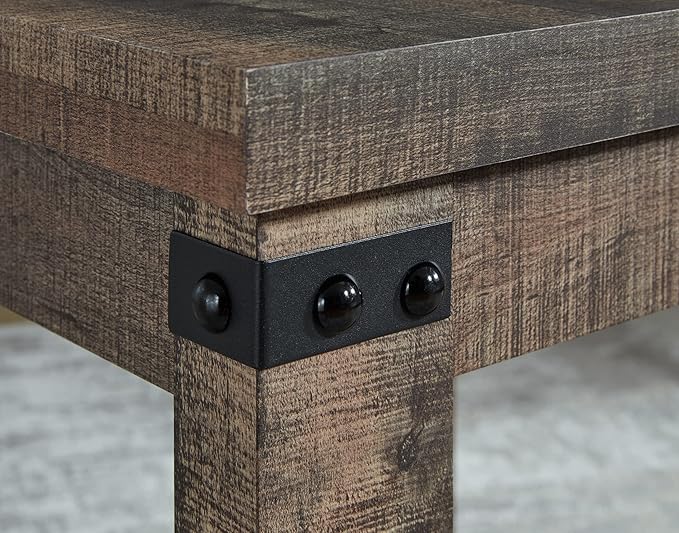 Signature Design by Ashley Hollum Rustic End Table with Shelf, Dark Brown