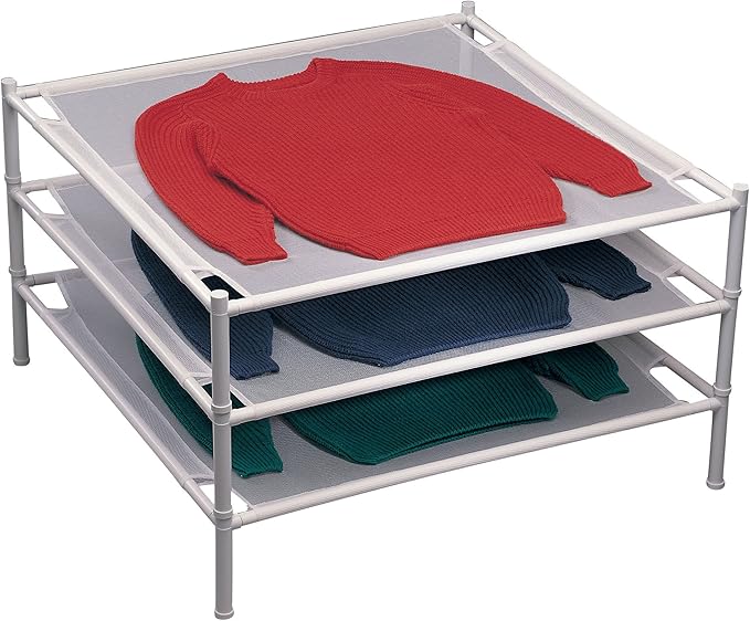 Household Essentials 04004 Stackable Mesh laundry Drying Rack - White
