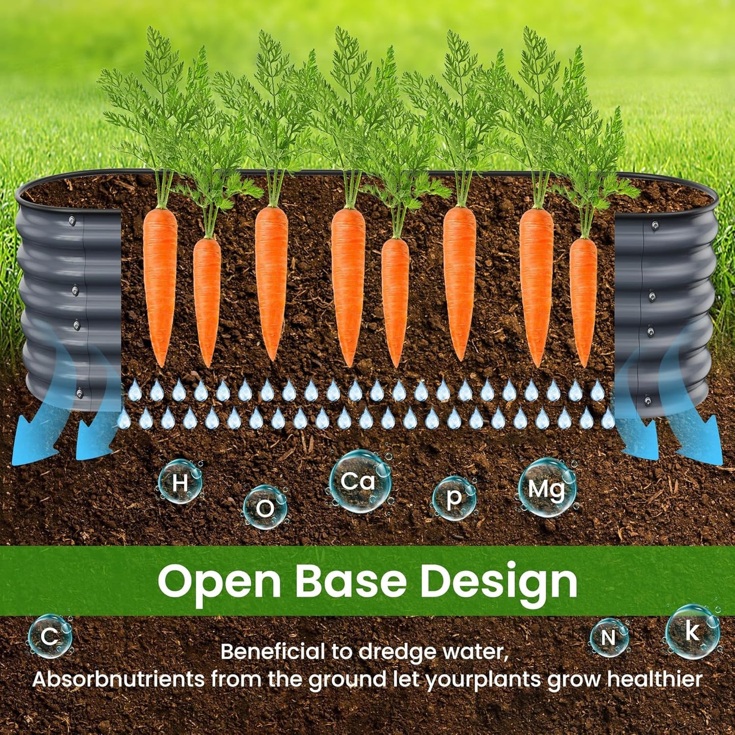 17" Tall Raised Garden Beds Outdoor - Galvanized Aluminum-Magnesium Stainless Steel Durable Metal Planter Box for Growing Plants, Vegetables, Flowers, Fruits (Deep Grey)