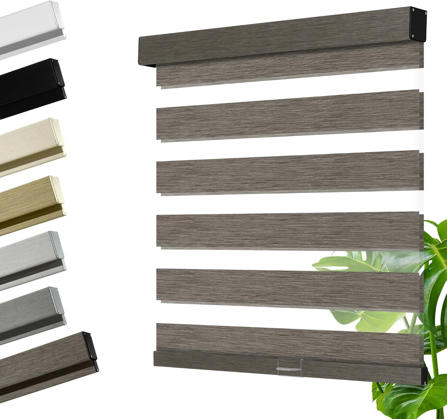 Cordless Zebra Blinds for Windows, Blackout Interior Blinds,Easy to Install,UV Protection,for Offices and Home,Custom Roller Shades, Mousse Dark Bown,26" W x 36" H