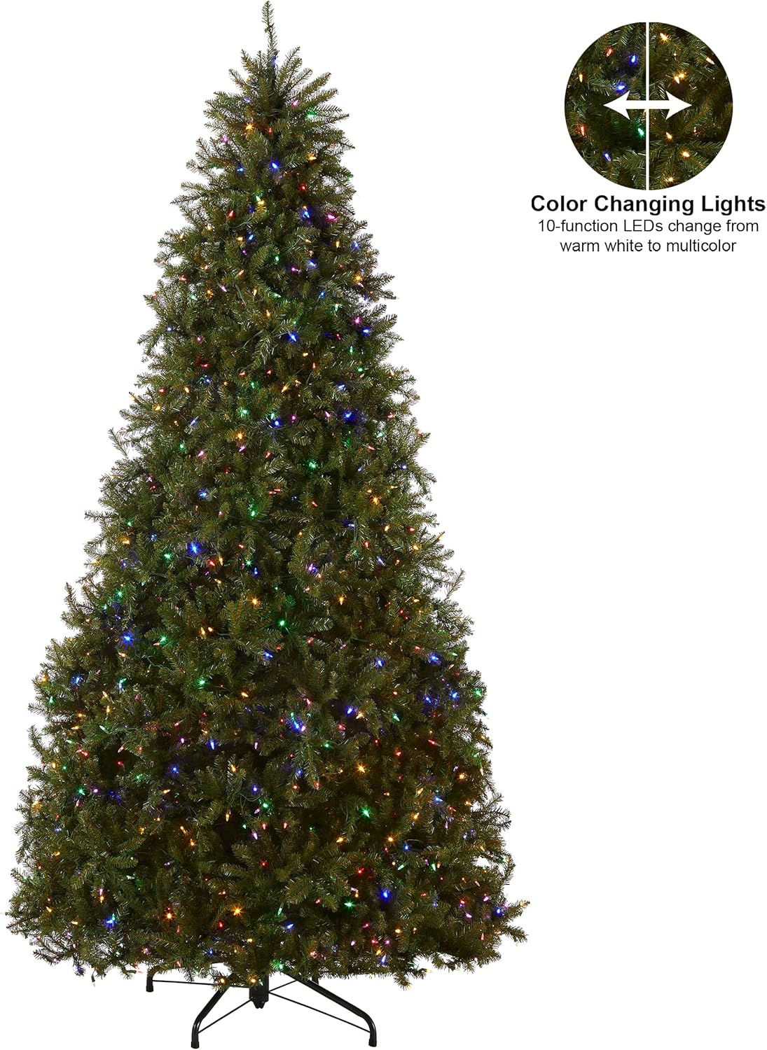 National Tree Company Pre-Lit Artificial Full Christmas Tree, Green, Dunhill Fir, Dual Color LED Lights, Includes PowerConnect and Stand, 10 Feet