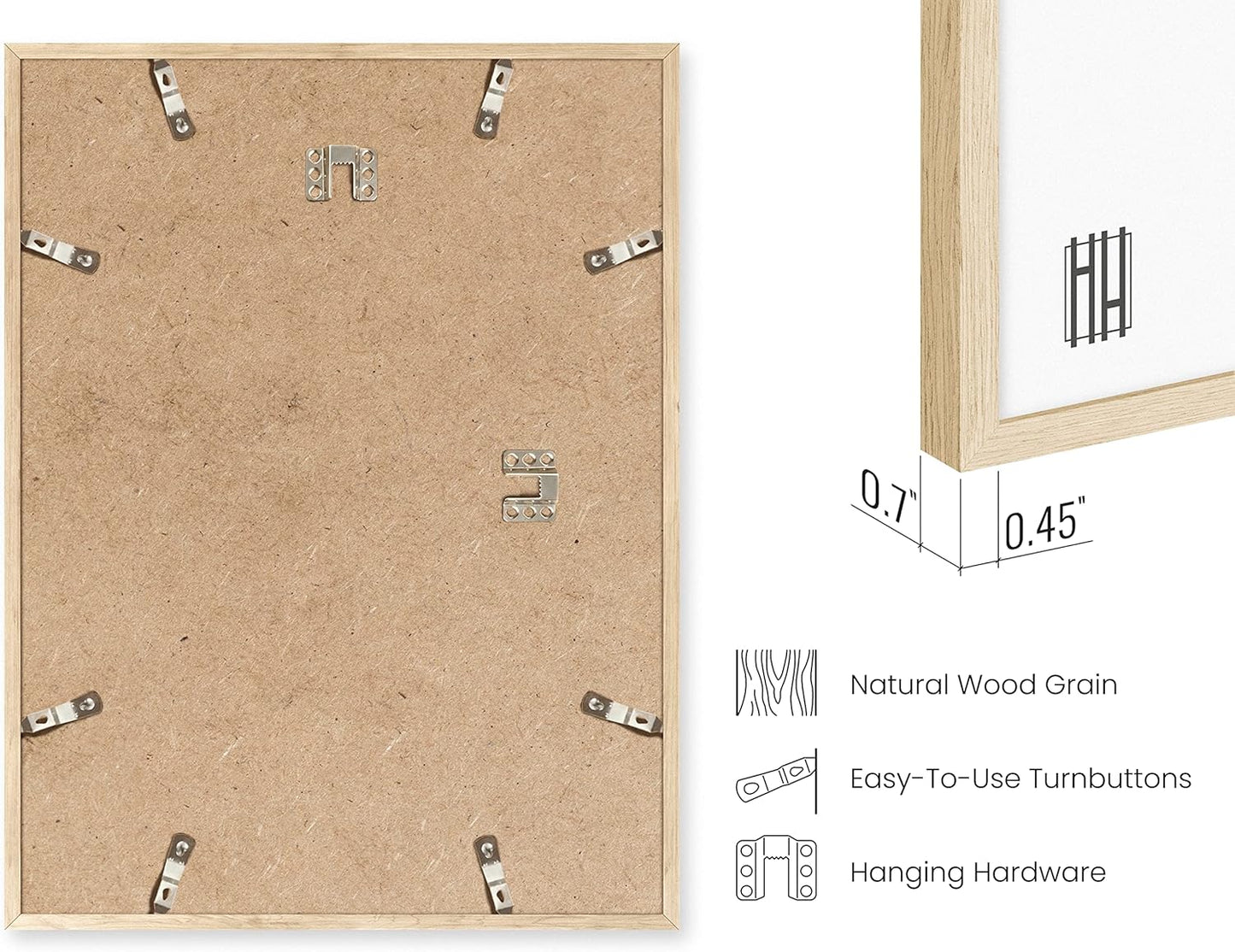 HAUS AND HUES 12x16in Beige Oak Wood 4-Piece Picture Frame Set, Natural Oak Wood Frames, Premium Wood Source, Rustic Modern Style, Set of 4 12x16 Frames
