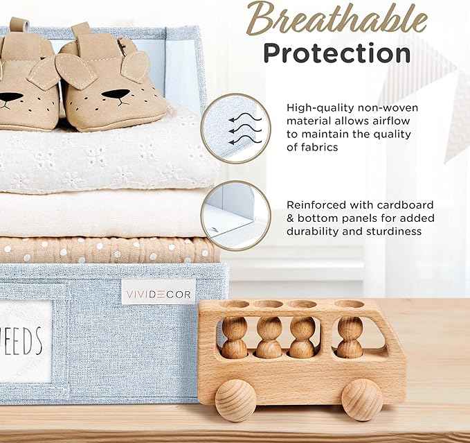 Trapezoid Storage Bins – 12"x12"x10"x 4" Closet Shelf Organizer & Baskets, Fabric Storage Baskets, Collapsible Organizer Boxes for Towels, Baby Clothes, Spring Wardrobes – Light Blue, 3 Pack
