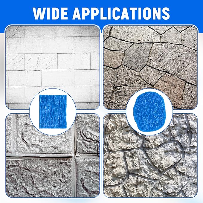 2 Pcs 6" x 7" Concrete Stamps Mats Set Decorative Concrete Stamps Molds Concrete Stamping Tools Stone Texture Stamp Kit Concrete Cement Countertop DIY Projects