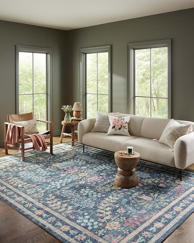 Loloi Rifle Paper Co. Maison Collection MAO-06 Blue/Multi 2'-6" x 12'-0", .19" Pile Height, Runner Rug