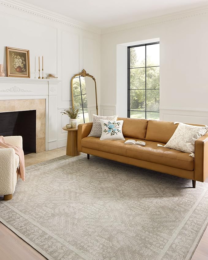 Loloi Rifle Paper Co. Maison Collection MAO-02 Bough Natural 3'-0" x 3'-0" Round, .19" Pile Height, Accent Rug