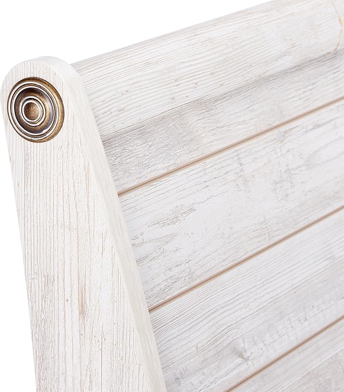 Signature Design by Ashley Willowton Cottage Farmhouse Sleigh Headboard ONLY, King, Whitewash
