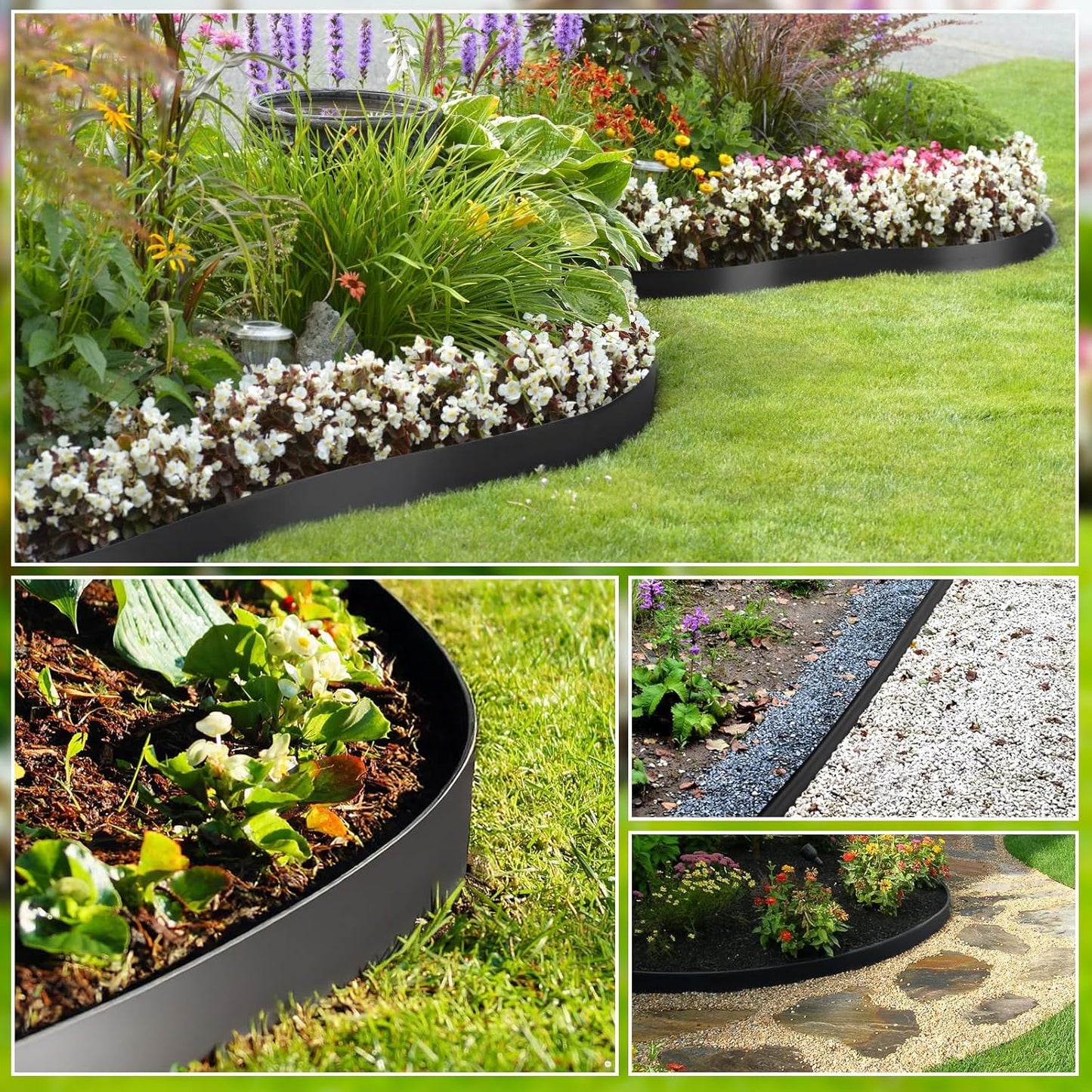Greaner Landscape Edging, 2 Inch Tall | 40 FT Lawn Edging and Landscape Border, Plastic Edging for Landscaping, Garden Edging Border for Pathway, Yard, Walkway, Patio, Playground(71 Pcs Spikes)