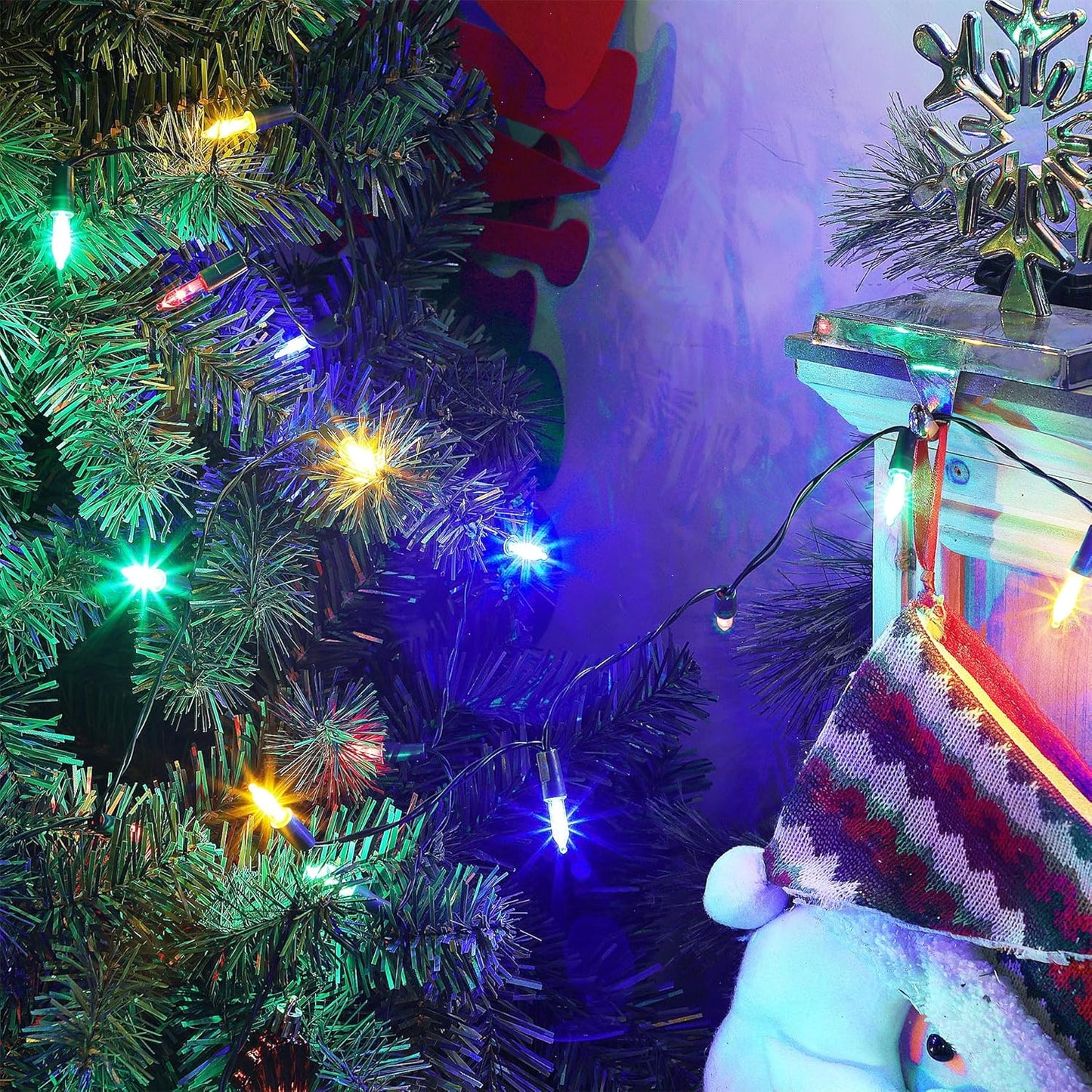 Joliyoou 4 Packs Total 200 LEDs 64ft Multicolored Christmas String Lights, Battery Operated Christmas Mini String Lights with 8 Lighting Modes, Indoor Outdoor LED Xmas Fairy String Lights with Timer