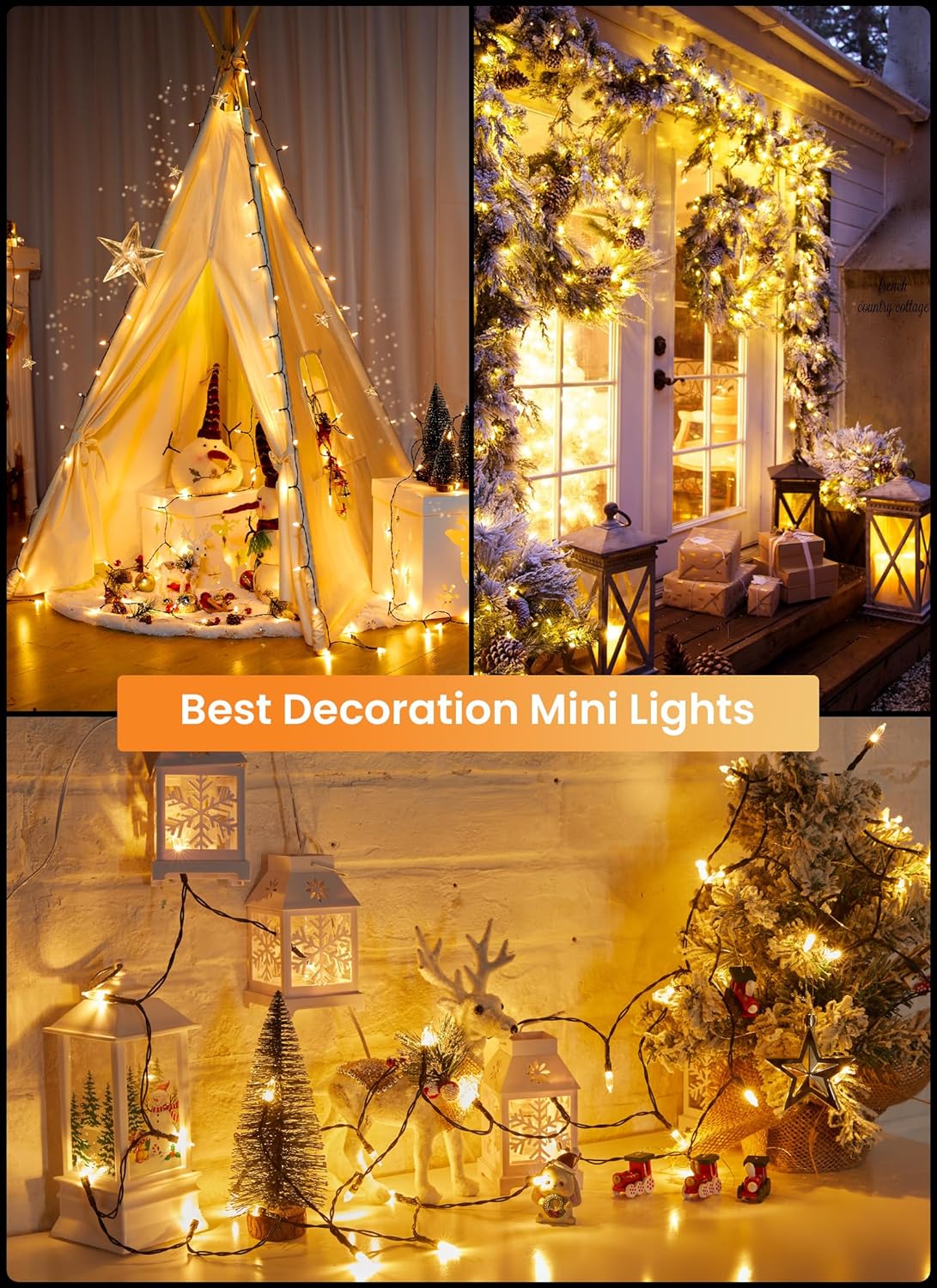 LED Christmas Mini Lights, 39 Feet 100 LED Clear Bulbs String Lights with 8 Light Modes, Connectable Fairy Lights Plug in for Outdoor Xmas Trees Garland Wreath Holiday Decorations, Warm White